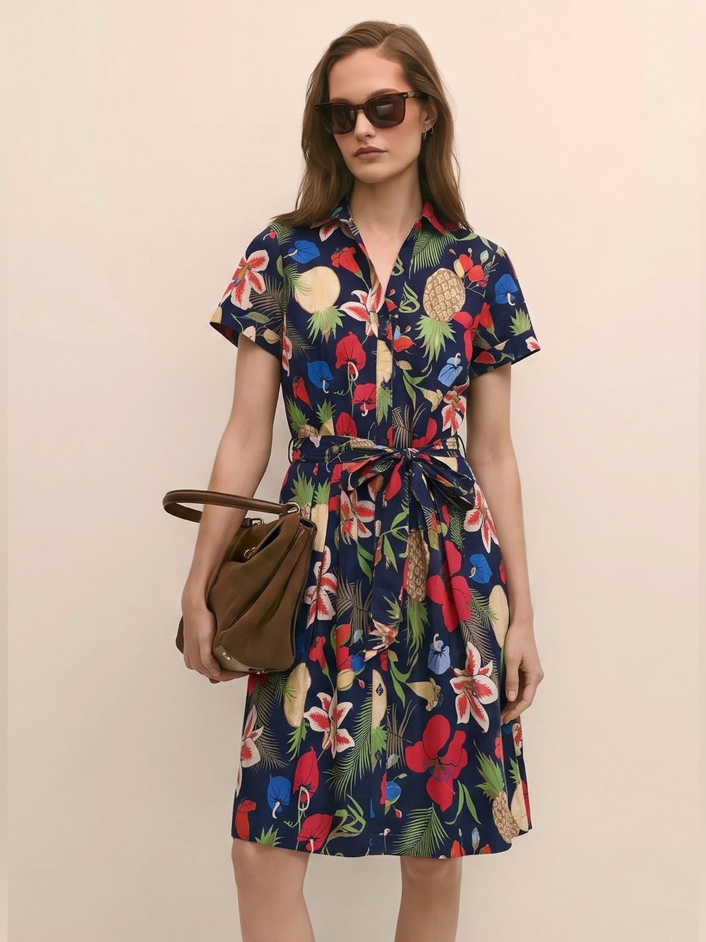 Brooks Brothers Floral Tropical Shirtdress with Pockets - Size 12